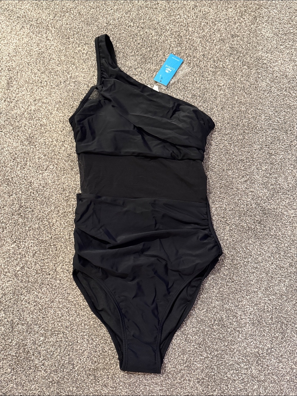 Cupshe Black One-Shoulder Ruched One-Piece Swimsuit